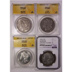 1890-CC//1894-O Morgan Dollars, Group of four ANACS /NGC