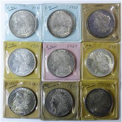 1921 Morgan Dollars, 9 pieces