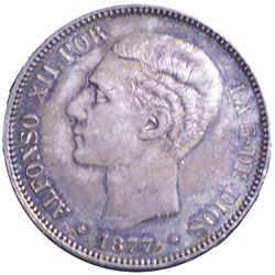 Spain, , 1877, 5 Pesetas