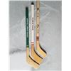 Image 1 : LOT OF 3 MINI HOCKEY STICKS (UNUSED, 20") *VIC IS SIGNED BY TWO QUEBEC NORDIQUES*