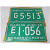 Image 1 : LOT OF ONE PAIR OF GOV 1969 LICENSE PLATES & ONE PAIR OF SASK. 1965 FREIGHTLINER PLATES - NOS