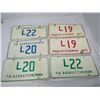 Image 1 : LOT OF SIX 2 DIGIT SASK. LIVERY PLATES