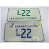 Image 3 : LOT OF SIX 2 DIGIT SASK. LIVERY PLATES