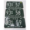 Image 1 : LOT OF THREE 1965 INDIANA CONSECUTIVE NUMBER PLATES (NOS)