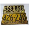 Image 2 : LOT OF ONTARIO LICENSE PLATES (1927, 1928, 1929, 1930)