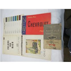 ORIGINAL 1928 OVERLAND 6 & ORIGINAL 1949 CHEVROLET SALES BROCHURES, NASH BODY SHOP MANUAL & PAINT CH