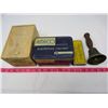 Image 1 : SCHOOL BELL, WOODEN CHALK BOX, TIN CHALK BOX, & OLD PUBLIC SCHOOL BLACKBOARD ERASER
