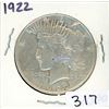 Image 1 : ONE DOLLAR COIN (USA) *1922* (PEACE) *SILVER*