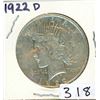 Image 1 : ONE DOLLAR COIN (USA) *1922* (PEACE) *SILVER*