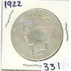 Image 1 : ONE DOLLAR COIN (USA) *1922* (PEACE) *SILVER*