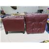 Image 1 : RETRO STOOLS  (REUPHOLSTERED) 1-16"L X 13.5T X 12"W, 1-15"L X 15.5"T X 15"W