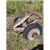 Image 3 : LOT OF 2 WOODEN AXLES COMPLETE WITH WOOD SPOKE RIMS
