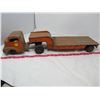 Image 1 : OLD TIN TOY TRUCK WITH FLAT DECK TRAILER