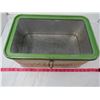 Image 2 : TIN BREAD BOX (CREAM COLORED WITH GREEN TRIM AND LETTERING) *SEE THROUGH TOP*