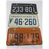 Image 1 : LOT OF 3 LICENSE PLATES (1960, 61, 63) *SASK*