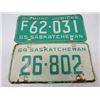 Image 2 : LOT OF 6 LICENSE PLATES (1964-69) *SASK*