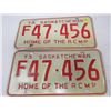Image 2 : LOT OF 2 LICENSE PLATES (1973 HOME OF THE RCMP) *SASK*