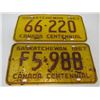 Image 2 : LOT OF 4 LICENSE PLATES (1965, 66, 67, 67) *SASK*