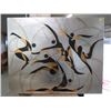 Image 1 : METAL PICTURE (GYMNASTS) *BLACK AND GOLD ON SILVER* (30" X 24")