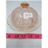 Image 1 : PINK DEPRESSION GLASS- CHERRY BLOSSOM BUTTER DISH (NO CHIPS)