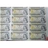 Image 3 : UNCUT SHEET OF ONE DOLLAR BILLS (CANADA) *1973* (8 ROWS OF 5 BILLS)