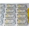 Image 4 : UNCUT SHEET OF ONE DOLLAR BILLS (CANADA) *1973* (8 ROWS OF 5 BILLS)