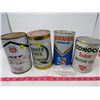 Image 1 : LOT OF 4 OIL CANS (CONOCO SUPER MOTOR OIL-FULL, QUAKER STATE SUPER BLEND-FULL, DURAFILM-LEAKING BUT 