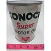 Image 4 : LOT OF 4 OIL CANS (CONOCO SUPER MOTOR OIL-FULL, QUAKER STATE SUPER BLEND-FULL, DURAFILM-LEAKING BUT 
