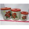 Image 1 : LOT OF 3 FLOWERED CANISTERS