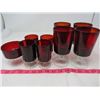 Image 1 : LOT OF RUBY GLASS CUPS (ASSORTED SIZES)