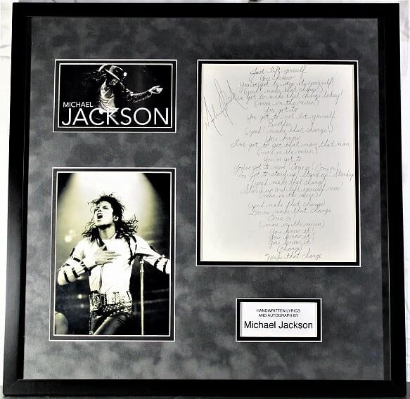 Signed Man In The Mirror Lyrics Michael Jackson Framed