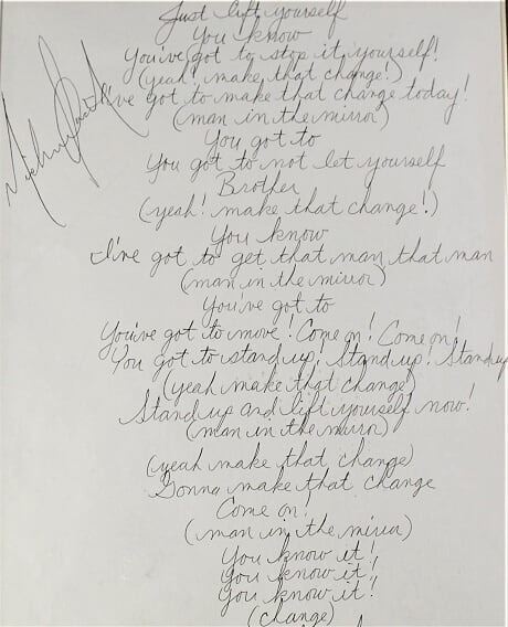 Signed Man In The Mirror Lyrics Michael Jackson Framed