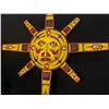 Image 1 : HAND CARVED AND PAINTED 8 RAY SUN MASK WITH COPPER INLAY, BC NATIVE, TOP RAY HAS HANDWRITTEN