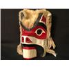 Image 1 : LILLY PURCELL, HAND CARVED AND PAINTED BEAR MASK WITH RABBIT FUR ACCENTS, SIGNED ON BACK BY ARTIST,
