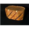 Image 3 : FRASER VALLEY FIRST NATION, FULLY IMBRICATED LIDDED WOVEN BOWL WITH RED AND BLACK DIAGONAL PATTERN,