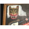 Image 2 : ORIGINAL OIL ON CANVAS PAINTING OF 3 NATIVE MASKS FEATURING A WOLF, SEAHAWK HUK HUK MASK, AND