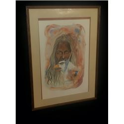 FRAMED LIMITED EDITION PRINT, "WISDOM" BY NANOOCH, 19/135, 1980, SIGNED BY ARTIST ON BOTTOM, 40" X