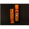 Image 1 : 2 NORTHWEST FIRST NATIONS HAND CRAFTED AND PAINTED TOTEM POLES, 13.5" AND 17.5" TALL