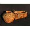 Image 2 : 2 MT. CURRIE NATIVE WOVEN BASKETS: OPEN RECTANGLE WOVEN BASKETS WITH LEATHER STRAPS, 10.5" LONG,