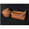 Image 3 : 2 MT. CURRIE NATIVE WOVEN BASKETS: OPEN RECTANGLE WOVEN BASKETS WITH LEATHER STRAPS, 10.5" LONG,