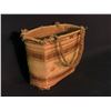 Image 2 : NUU-CHAH-NULTH NATIVE HAND WOVEN BIRD PATTERN SHOPPING BASKET WITH LEATHER STRAPS, 9" TALL NOT