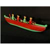 Image 2 : NORTHWEST COAST NATIVE HAND CARVED AND PAINTED MODEL CANOE WITH 4 FIGURES, 29" LONG