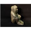 Image 3 : INUIT HAND CARVED SOAP STONE SCULPTURE OF A MAN SITTING, 10" TALL