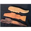 Image 2 : 3 SMALL HAND CARVED NATIVE PADDLES, BY B. JOSEPH, CHRIS PAUL, AND UNKNOWN, FEATURING MAN, BIRD AND
