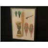 Image 1 : MINIATURE MODEL COLLECTION OF NATIVE SNOW SHOES, PADDLE, CANE, SPOONS AND MITTS, 16" X 12" INC.