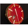 Image 2 : HAND MADE FIRST NATIONS ANIMAL HIDE DRUM, WITH FEATHER DESIGN, 17" DIAMETER