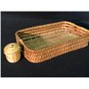 Image 2 : NOOTKA NATIVE HAND WOVEN BASKET, C. EARLY 1900S, APPROX. 11" WIDE, AND SMALL HAND WOVEN LIDDED