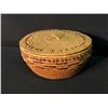 Image 1 : SALISH NATIVE, ROUND HAND WOVEN LIDDED BASKET, 9.5" WIDE