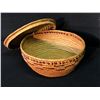 Image 2 : SALISH NATIVE, ROUND HAND WOVEN LIDDED BASKET, 9.5" WIDE