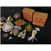 Image 3 : COLLECTION OF ASSORTED NATIVE ART, 16 PIECES TOTAL, INC. VARIOUS LEATHER/BEAD ORNAMENTS, BROACHES,